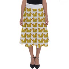 Little Bird Motif Pattern Wb Perfect Length Midi Skirt by dflcprintsclothing