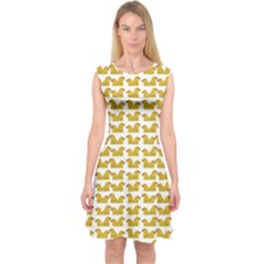 Little Bird Motif Pattern Wb Capsleeve Midi Dress by dflcprintsclothing