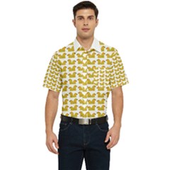 Little Bird Motif Pattern Wb Men s Short Sleeve Pocket Shirt  by dflcprintsclothing