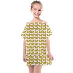 Little Bird Motif Pattern Wb Kids  One Piece Chiffon Dress