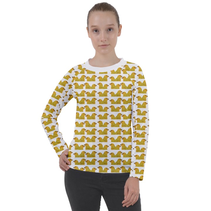 Little Bird Motif Pattern Wb Women s Long Sleeve Raglan T-Shirt