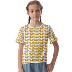 Little Bird Motif Pattern Wb Kids  Cuff Sleeve Scrunch Bottom T-shirt