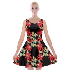 Floral Geometry Velvet Skater Dress