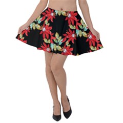 Floral Geometry Velvet Skater Skirt