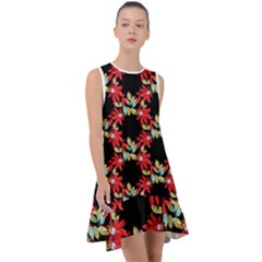 Floral Geometry Frill Swing Dress by Sparkle