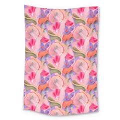 Pink Glowing Flowers Large Tapestry