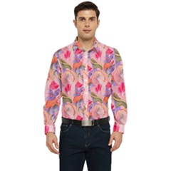 Pink Glowing Flowers Men s Long Sleeve  Shirt by Sparkle