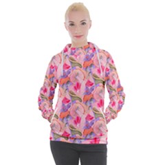 Pink Glowing Flowers Women s Hooded Pullover