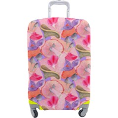 Pink Glowing Flowers Luggage Cover (large) by Sparkle