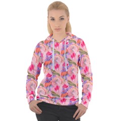 Pink Glowing Flowers Women s Overhead Hoodie