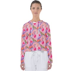 Pink Glowing Flowers Women s Slouchy Sweat