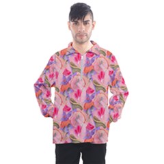 Pink Glowing Flowers Men s Half Zip Pullover