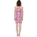 Pink Glowing Flowers Shoulder Frill Bodycon Summer Dress View4