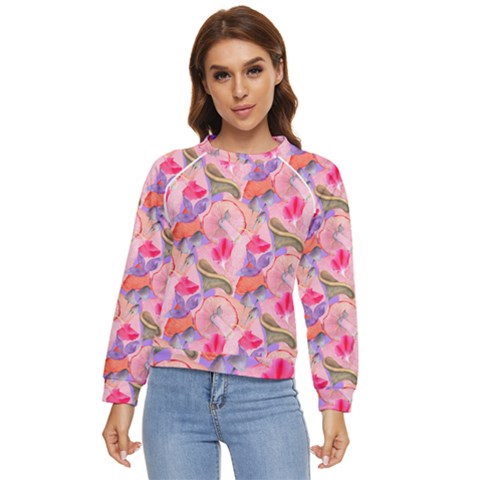 Pink Glowing Flowers Women s Long Sleeve Raglan T-shirt by Sparkle