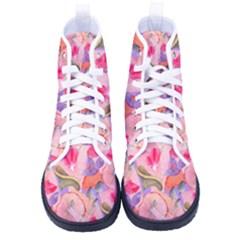 Pink Glowing Flowers Men s High-top Canvas Sneakers by Sparkle