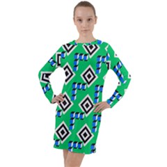 Beauitiful Geometry Long Sleeve Hoodie Dress