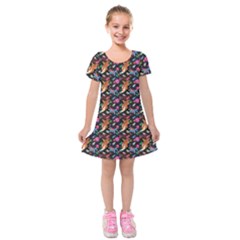 Beautiful Pattern Kids  Short Sleeve Velvet Dress