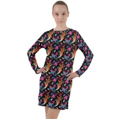 Beautiful Pattern Long Sleeve Hoodie Dress