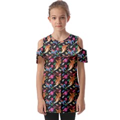 Beautiful Pattern Fold Over Open Sleeve Top by Sparkle