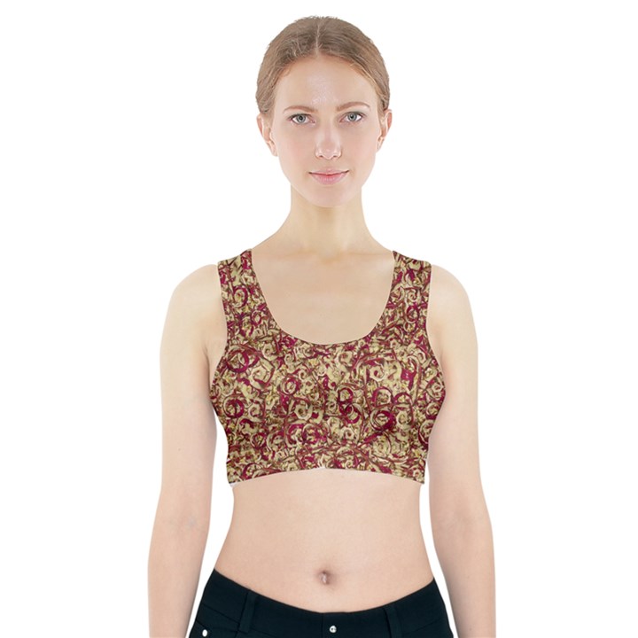 Apple Leftovers Collage Random Pattern Sports Bra With Pocket