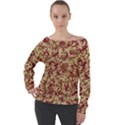 Apple Leftovers Collage Random Pattern Off Shoulder Long Sleeve Velour Top View1