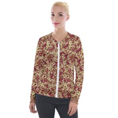 Apple Leftovers Collage Random Pattern Velvet Zip Up Jacket by dflcprintsclothing