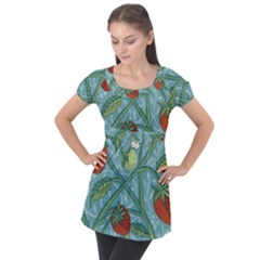 Spring Time Puff Sleeve Tunic Top by AlexandrouPrints