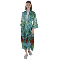 Spring Time Maxi Satin Kimono by AlexandrouPrints