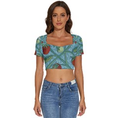 Spring Time Short Sleeve Square Neckline Crop Top  by AlexandrouPrints