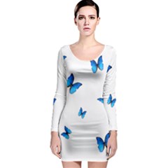 Butterfly-blue-phengaris Long Sleeve Bodycon Dress