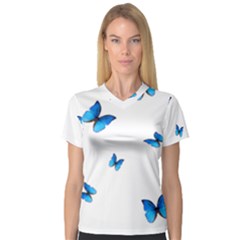 Butterfly-blue-phengaris V-Neck Sport Mesh T-Shirt