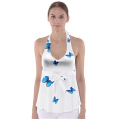 Butterfly-blue-phengaris Tie Back Tankini Top