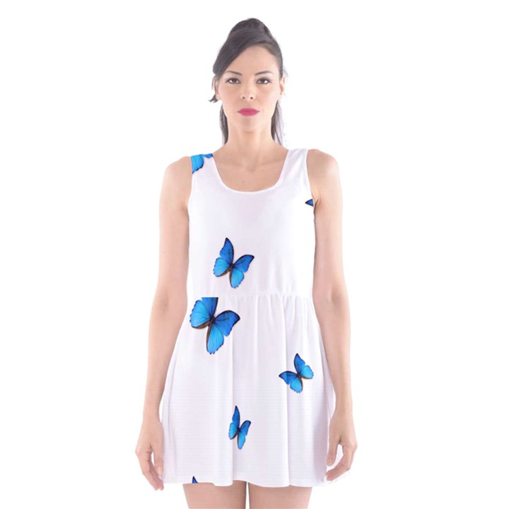 Butterfly-blue-phengaris Scoop Neck Skater Dress