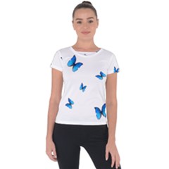 Butterfly-blue-phengaris Short Sleeve Sports Top 