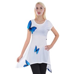 Butterfly-blue-phengaris Short Sleeve Side Drop Tunic