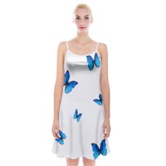 Butterfly-blue-phengaris Spaghetti Strap Velvet Dress