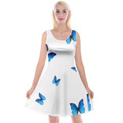 Butterfly-blue-phengaris Reversible Velvet Sleeveless Dress