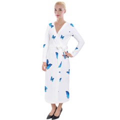 Butterfly-blue-phengaris Velvet Maxi Wrap Dress