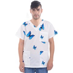 Butterfly-blue-phengaris Men s V-Neck Scrub Top