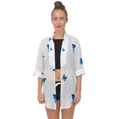 Butterfly-blue-phengaris Open Front Chiffon Kimono