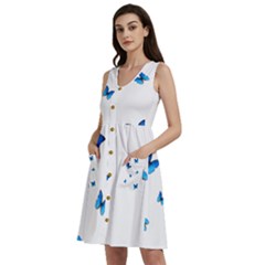 Butterfly-blue-phengaris Sleeveless Dress With Pocket