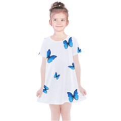 Butterfly-blue-phengaris Kids  Simple Cotton Dress