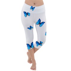 Butterfly-blue-phengaris Lightweight Velour Capri Yoga Leggings