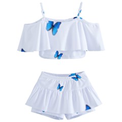 Butterfly-blue-phengaris Kids  Off Shoulder Skirt Bikini