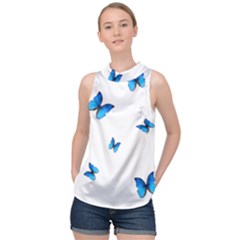 Butterfly-blue-phengaris High Neck Satin Top