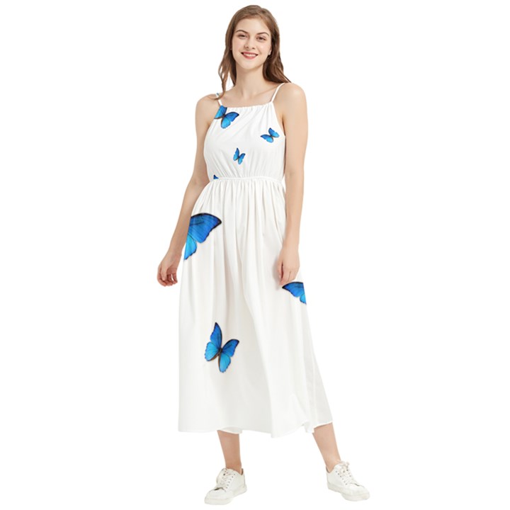 Butterfly-blue-phengaris Boho Sleeveless Summer Dress