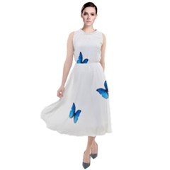 Butterfly-blue-phengaris Round Neck Boho Dress