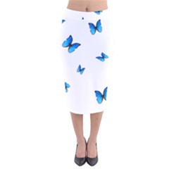 Butterfly-blue-phengaris Velvet Midi Pencil Skirt by saad11