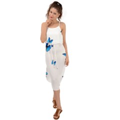 Butterfly-blue-phengaris Waist Tie Cover Up Chiffon Dress