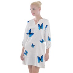 Butterfly-blue-phengaris Open Neck Shift Dress by saad11